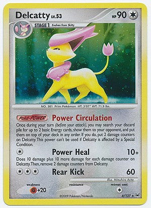 Pokemon Platinum Edition Holo Rare Card - Delcatty 4/127
