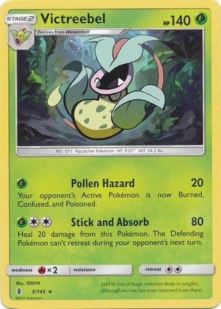 Victreebel 3/145 Rare - Pokemon Sun & Moon Guardians Rising Card