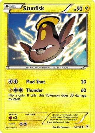 Pokemon Noble Victories Common Card - Stunfisk 42/101