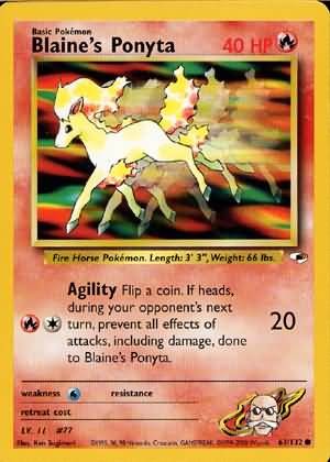 Pokemon Gym Heroes Common Card - Blaine's Ponyta 63/132
