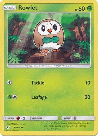 Rowlet 9/149 Common - Pokemon Sun & Moon Base Set Single Card