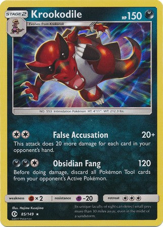 Krookodile 85/149 Holo Rare - Pokemon Sun & Moon Base Set Single Card