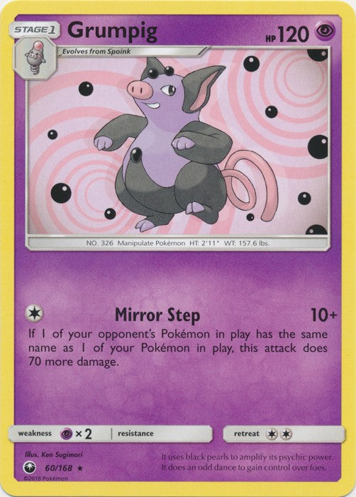 Grumpig 60/168 Rare - Celestial Storm SM7 Pokemon Card