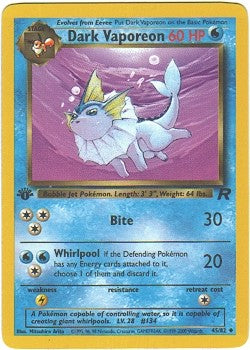 Pokemon Team Rocket Uncommon Card - Dark Vaporeon 45/82