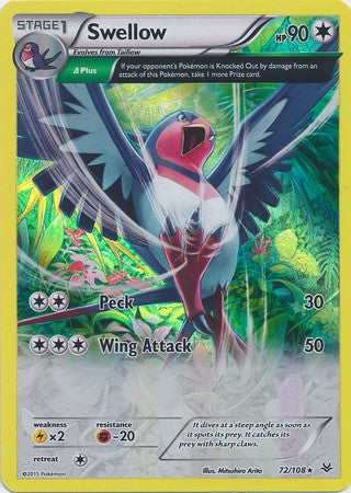 Swellow 72/108 Holo Rare - Pokemon XY Roaring Skies Card