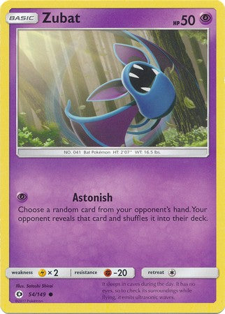Zubat 54/149 Common - Pokemon Sun & Moon Base Set Single Card