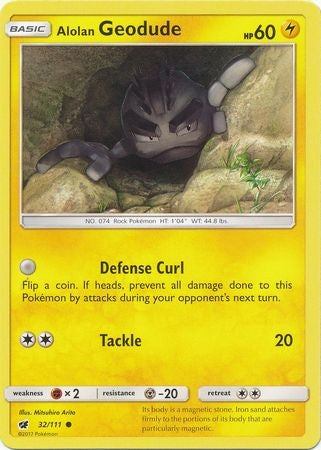 Alolan Geodude 32/111 Common - Pokemon Crimson Invasion Card