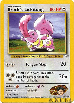 Pokemon Gym Heroes Uncommon Card - Brock's Lickitung 41/132