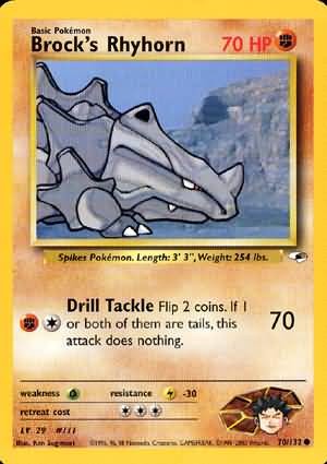 Pokemon Gym Heroes Common Card - Brock's Rhyhorn 70/132