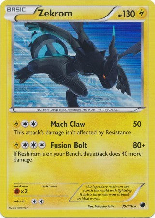 basic zekrom pokemon card Zekrom 39/116