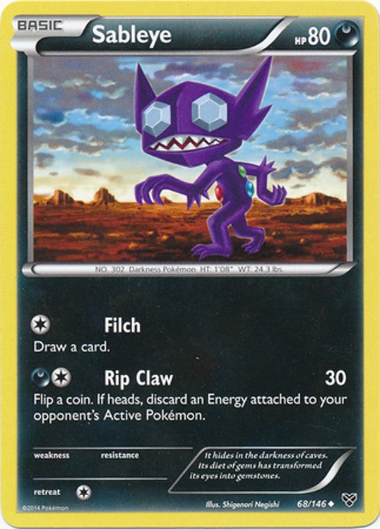 what pokemon set has 68 cards Pokemon Trading Card Game XY Base Set Uncommon Sableye #68