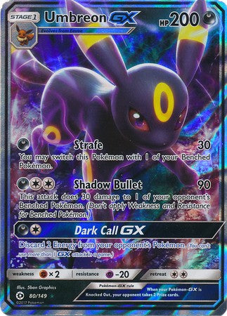 Umbreon GX 80/149 Ultra Rare - Pokemon Sun & Moon Base Set Single Card Umbreon GX 80/149 Ultra Rare - Pokemon Sun & Moon Base Set Single Card