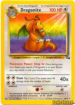 Pokemon Fossil Rare Card - Dragonite 19/62