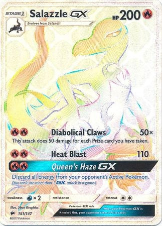 Salazzle GX 151/147 Hyper Rare - Pokemon Sun & Moon Burning Shadows Card