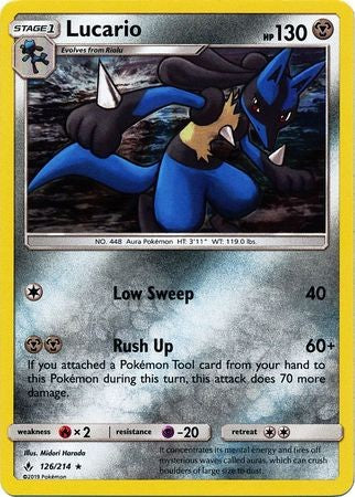 Lucario - 126/214 - Holo Rare Sun & Moon: Unbroken Bonds