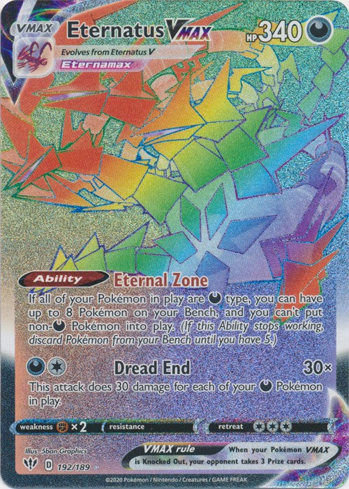 Eternatus VMAX (Hyper Rare) - 192/189 Pokemon SWSH Darkness Ablaze Ultra Rare PokeOrder.com Eternatus VMAX (Hyper Rare) - 192/189 Pokemon SWSH Darkness Ablaze Ultra Rare PokeOrder.com