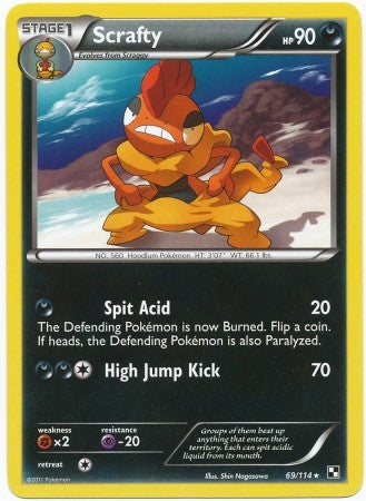 scrafty pokemon cards Pokemon Black & White Scrafty 69/114 Rare Single Card – PokeOrder.com