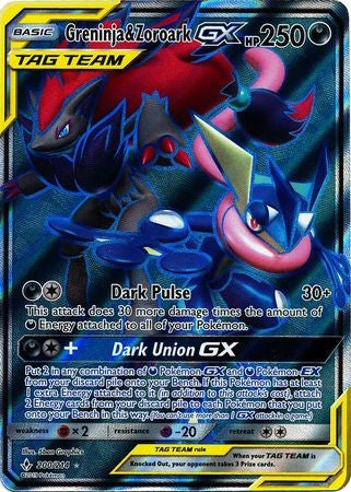 Greninja & Zoroark GX - 200/214 - Sun & Moon: Unbroken Bonds Full Art Ultra Rare PokeOrder.com Greninja & Zoroark GX - 200/214 - Sun & Moon: Unbroken Bonds Full Art Ultra Rare PokeOrder.com