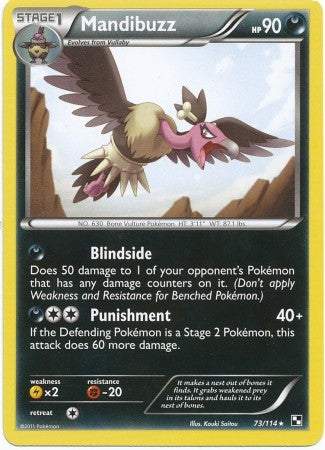 Pokemon Black & White Mandibuzz 73/114 Rare Single Card
