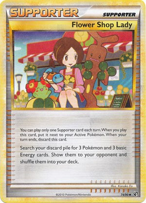 Pokemon Card HeartGold Undaunted Uncommon Flower Shop Lady 74/90