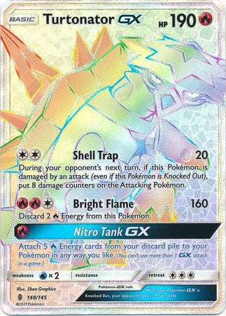 Turtonator GX 148/145 Secret Rare - Pokemon Sun & Moon Guardians Rising Card