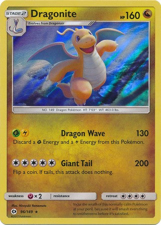 Dragonite 96/149 Holo Rare - Pokemon Sun & Moon Base Set Single Card