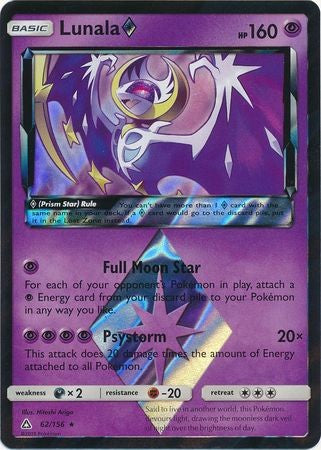 Lunala Prism Star 62/156 Holo Rare - Pokemon Ultra Prism