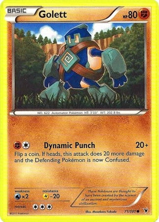 Pokemon Noble Victories Common Card - Golett 71/101