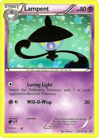 Pokemon Black & White Noble Victories Uncommon Lampent #59 Pokemon Black & White Noble Victories Uncommon Lampent #59