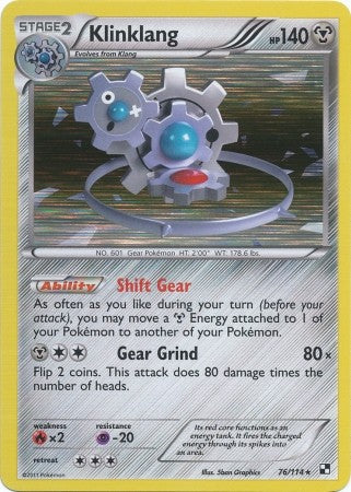 Pokemon Black & White Klinklang 76/114 Holo Rare Single Card