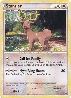 deer pokemon card Pokemon Card HS Unleashed Single Card Common Stantler 64/95