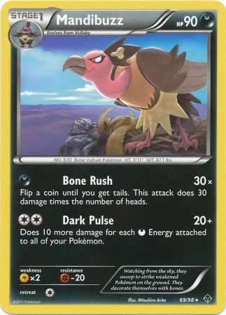 Pokemon Emerging Powers Rare Card - Mandibuzz 69/98