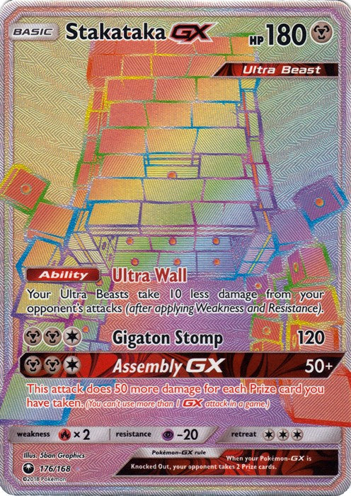Stakataka GX 176/168 Hyper Rare - Celestial Storm SM7 Pokemon Card