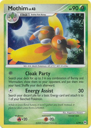 Pokemon Platinum Arceus Single Card Holofoil Rare Mothim 6/99