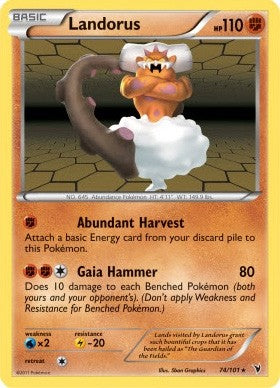 Pokemon Noble Victories Holo Rare Card - Landorus 74/101