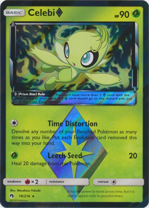 pokemon prism cards Pokemon Sun & Moon Lost Thunder Holo Rare Celebi Prism Star #19