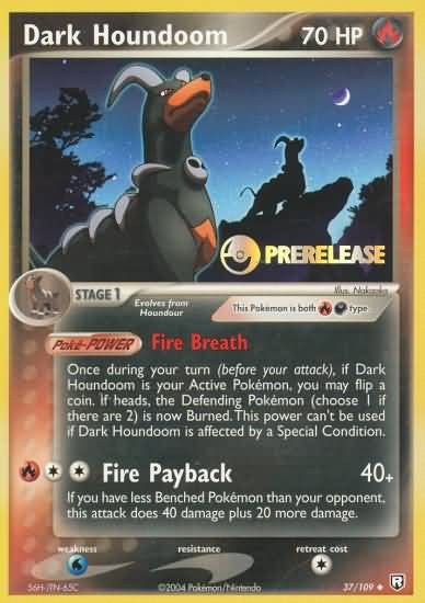 Pokemon Pre-Release Uncommon Promo Card - Dark Houndoom 37/109