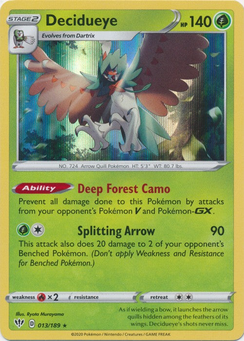 Decidueye - 013/189 Pokemon » SWSH Darkness Ablaze Holo Rare