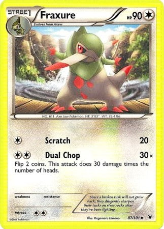 Pokemon Noble Victories Uncommon Card - Fraxure 87/101