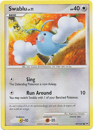 Pokemon Platinum Edition Common Card - Swablu 97/127 PokeOrder.com Pokemon Platinum Edition Common Card - Swablu 97/127 PokeOrder.com