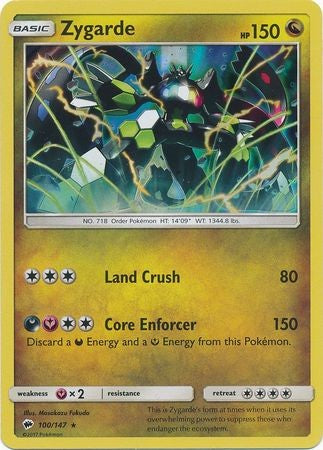 Zygarde 100/147 Holo Rare - Pokemon Sun & Moon Burning Shadows Card