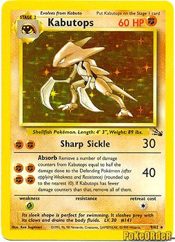 Pokemon Fossil Holo Card - Kabutops 9/62