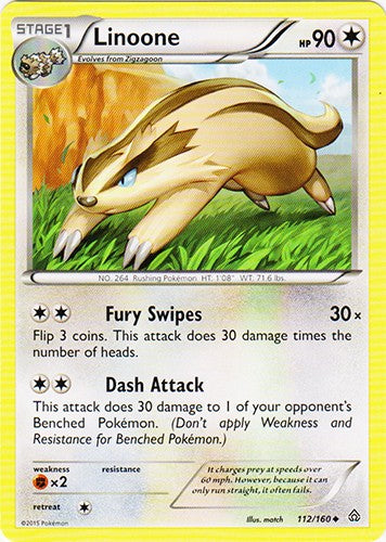 Pokemon Primal Clash Uncommon Linoone #112 Pokemon Primal Clash Uncommon Linoone #112