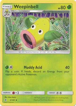 Weepinbell 2/145 Uncommon - Pokemon Sun & Moon Guardians Rising Card