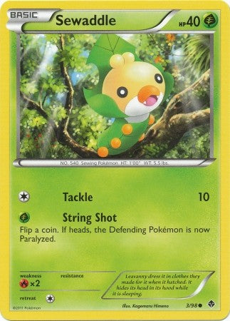 Pokemon Emerging Powers Common Card - Sewaddle 3/98