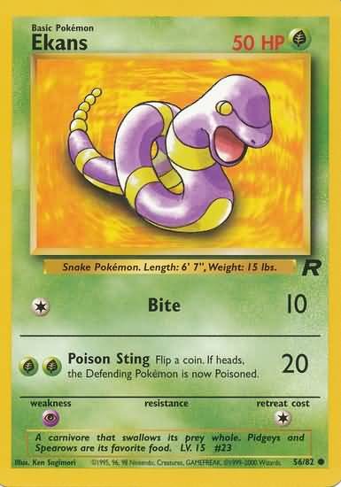 Pokemon Team Rocket Common Card - Ekans 56/82
