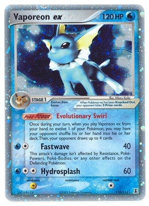 Pokemon EX Delta Species Ultra Rare Card - Vaporeon ex 110/113
