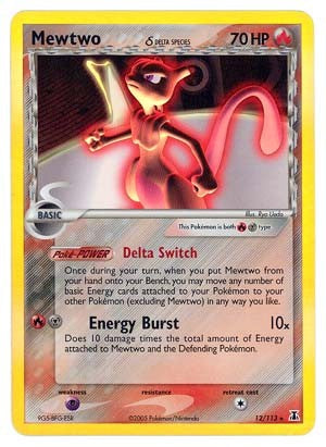 Pokemon EX Delta Species Holo Rare Card - Mewtwo 12/113
