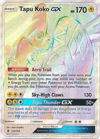 Tapu Koko GX 153/145 Hyper Rare - Pokemon Sun & Moon Guardians Rising Card