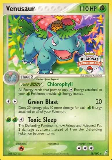 Pokemon Rare Promo Card - Venusaur 28/100 Regional Championships